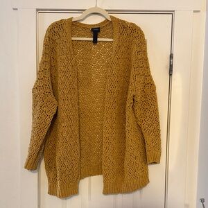 Daytrip Mustard Open-Knit Cardigan